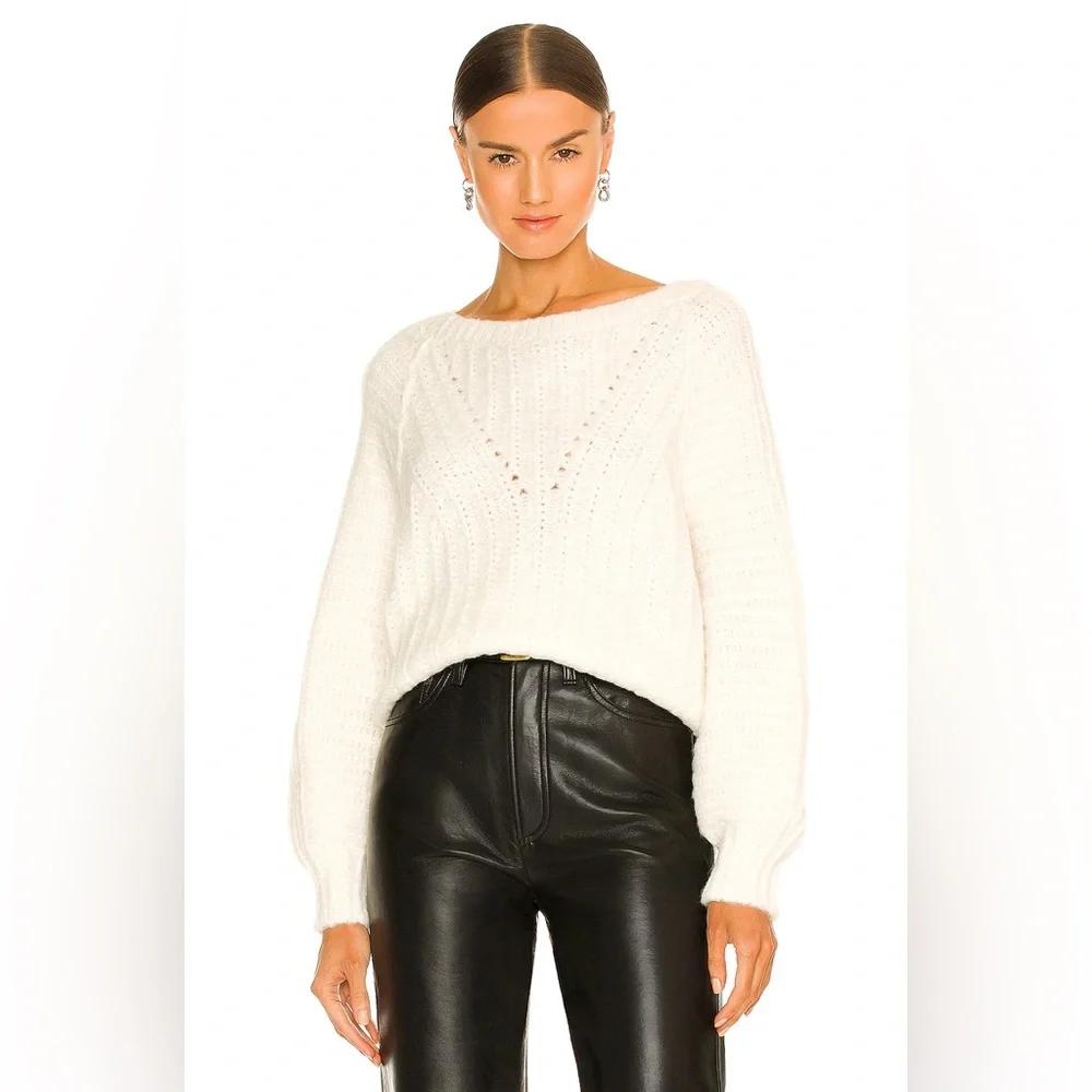 Free People Carter Boat Neck Long Blouson Sleeve Statement Sweater
